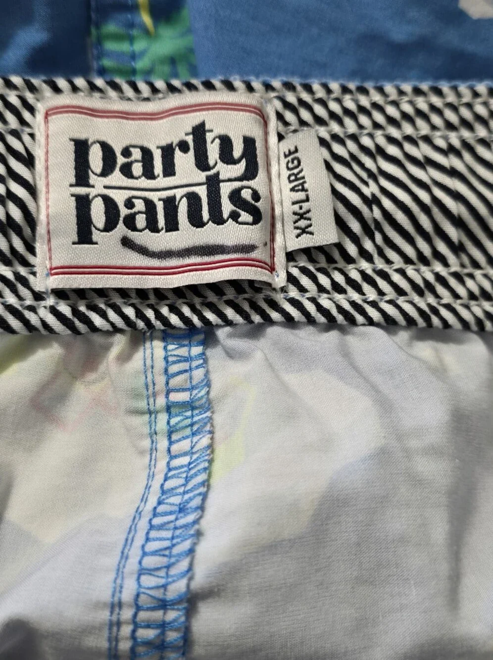 Party Pants Cold Chillin Blue Penguins Icebergs Swim Trunks Board Short Size XXL